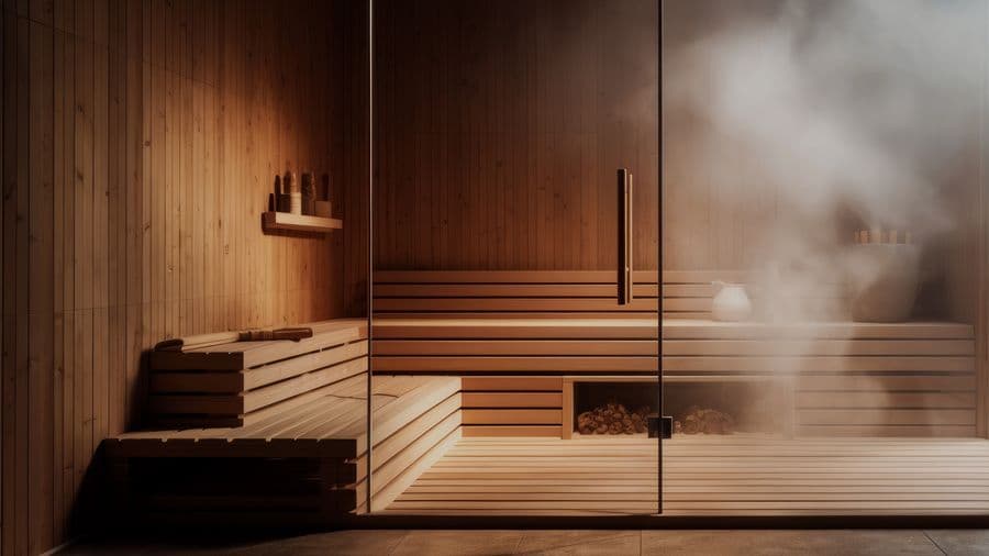 Infrared sauna at a Boston recovery studio, promoting relaxation, muscle recovery, and contrast therapy benefits