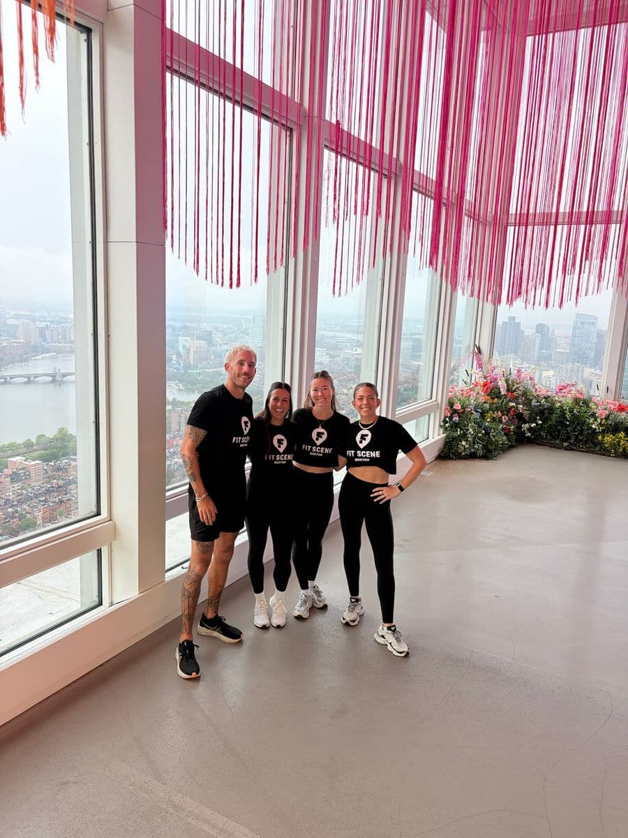 Jess Marcarelli, Tobey Stohr, Kara Lennon, and Emma Ellis, the four instructors leading the End of Summer Send-Off at the Rooftop Wellness Series finale at View Boston on September 19th.